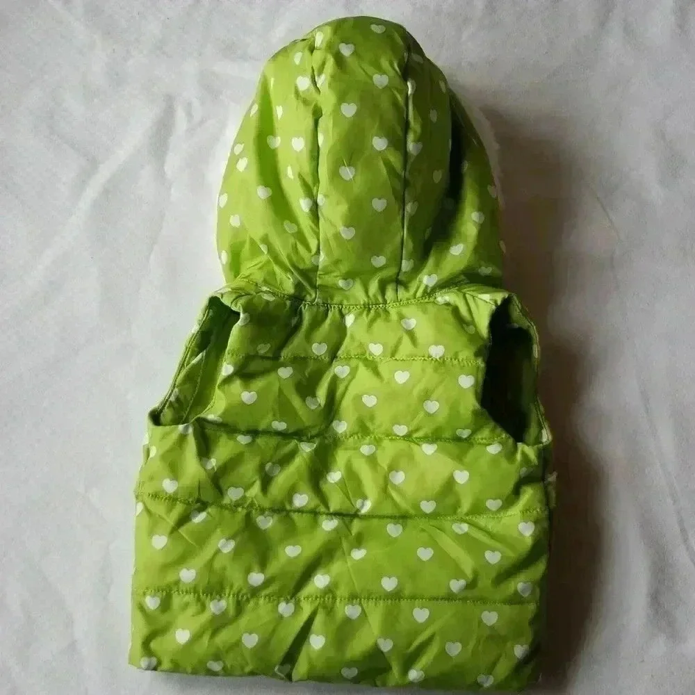 Gymboree Green Vest Hearts and Faux‎ FurTrim Hood 6-12 months